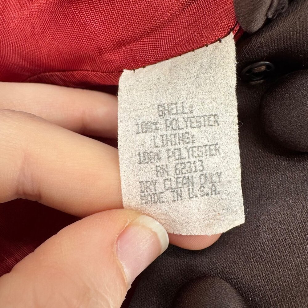 Vtg BlackTie Oleg Cassini Blazer Jacket Womens Ruffle Collar Button Front Size 8 - Picture 6 of 12